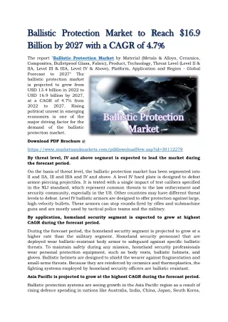 ballistic protection market to reach