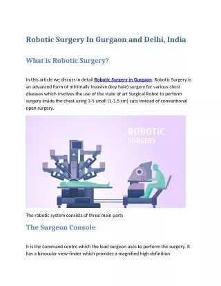 Robotic Thoracic Surgery, Robotic Surgery in Gurgaon, Delhi, India