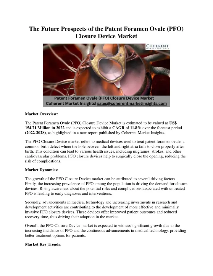 the future prospects of the patent foramen ovale