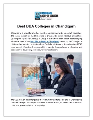 Best BBA Colleges in Chandigarh