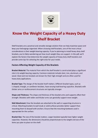 Heavy Duty Shelf Bracket