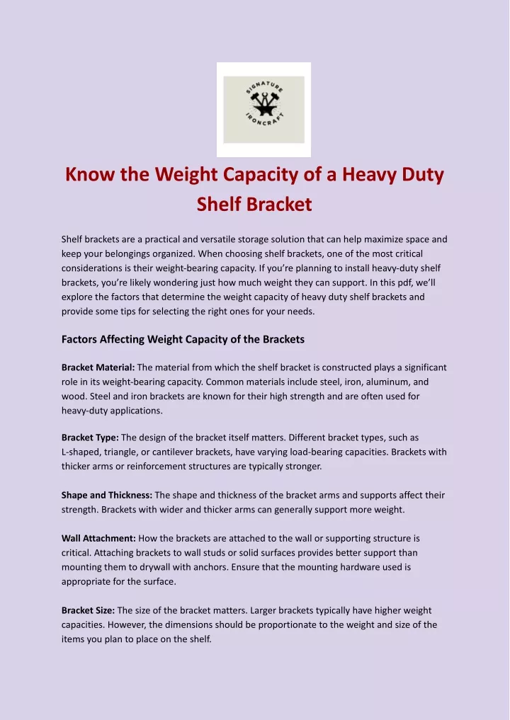 know the weight capacity of a heavy duty shelf