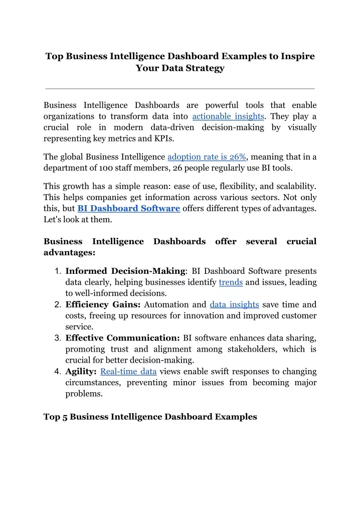 top business intelligence dashboard examples