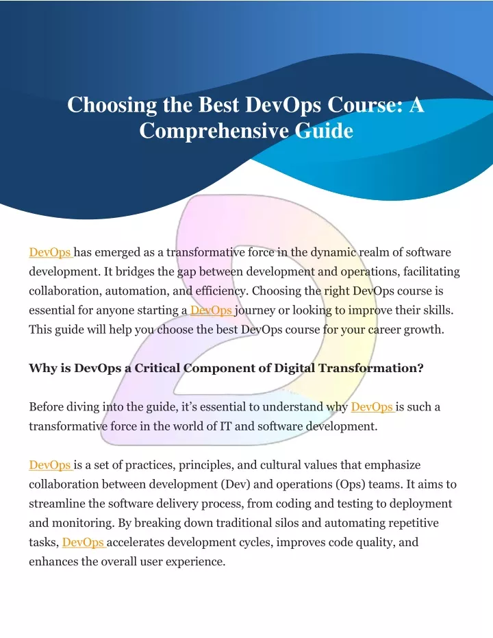 choosing the best devops course a comprehensive