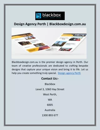 Design Agency Perth | Blackboxdesign.com.au