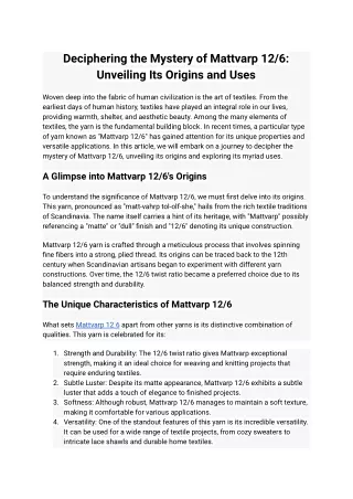 Deciphering the Mystery of Mattvarp 12 6: Unveiling Its Origins and Uses
