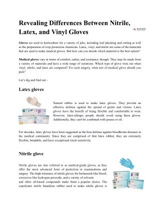 Revealing Differences Between Nitrile, Latex, and Vinyl Gloves