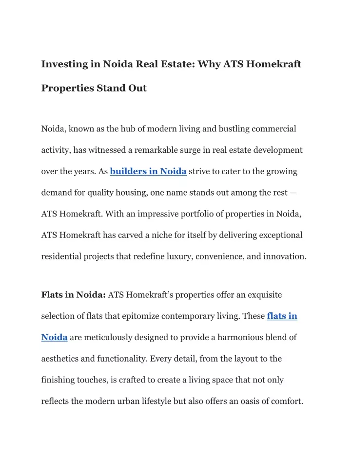 investing in noida real estate why ats homekraft