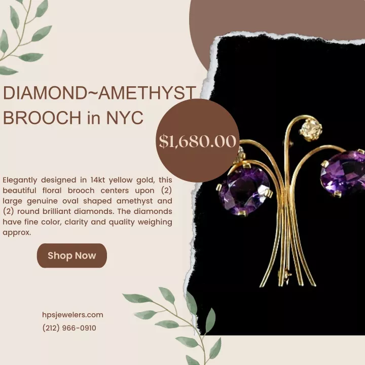 diamond amethyst brooch in nyc