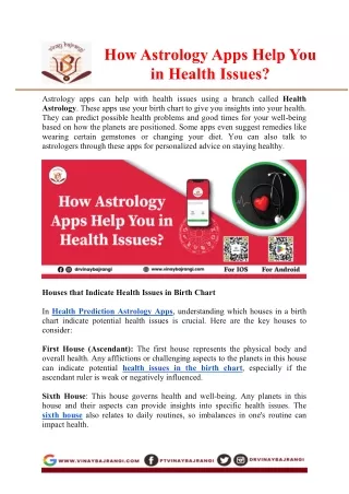 How Astrology Apps Help You in Health Issues