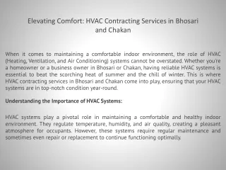 Elevating Comfort: HVAC Contracting Services in Bhosari and Chakan