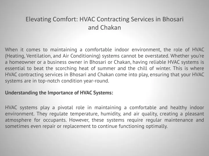 elevating comfort hvac contracting services