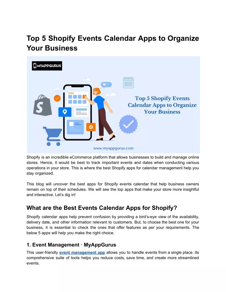 PPT Top 5 Shopify Events Calendar Apps to Organize Your Business