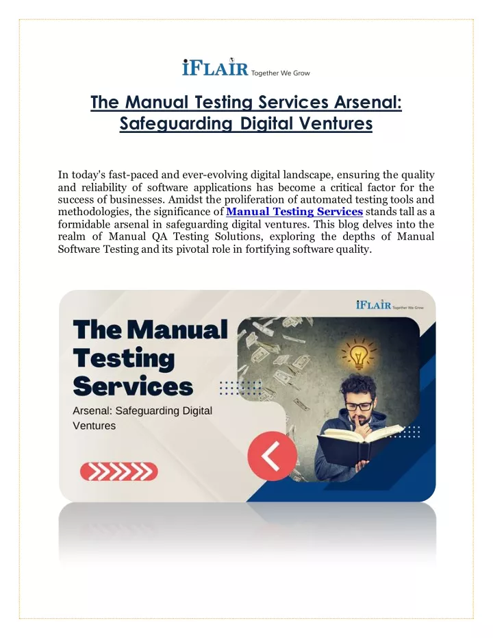 the manual testing services arsenal safeguarding