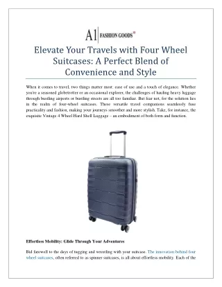 Elevate Your Travels with Four Wheel Suitcases