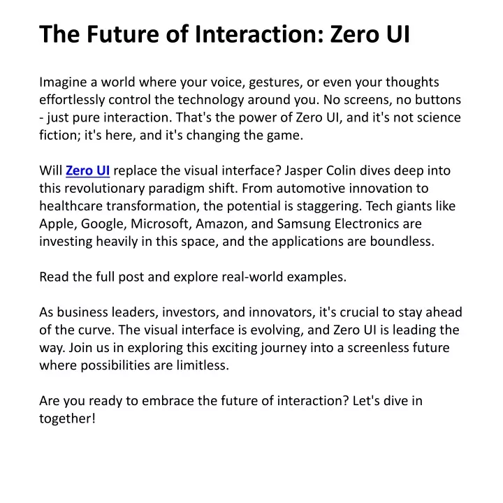 the future of interaction zero ui