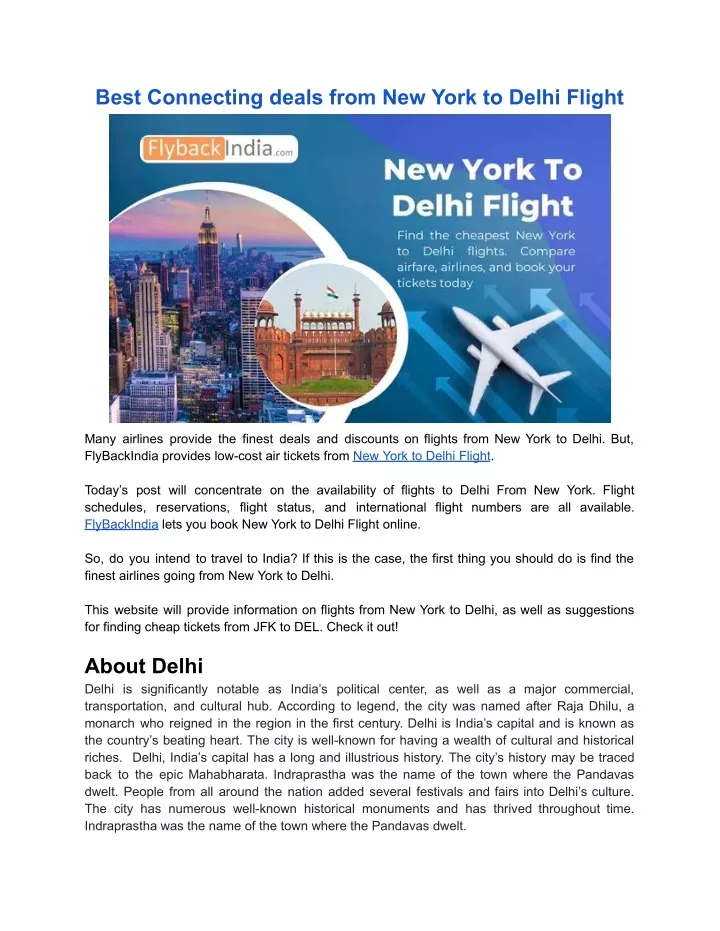 best connecting deals from new york to delhi