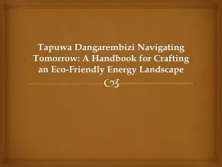 Tapuwa Dangarembizi Navigating Tomorrow A Handbook for Crafting an Eco-Friendly Energy Landscape