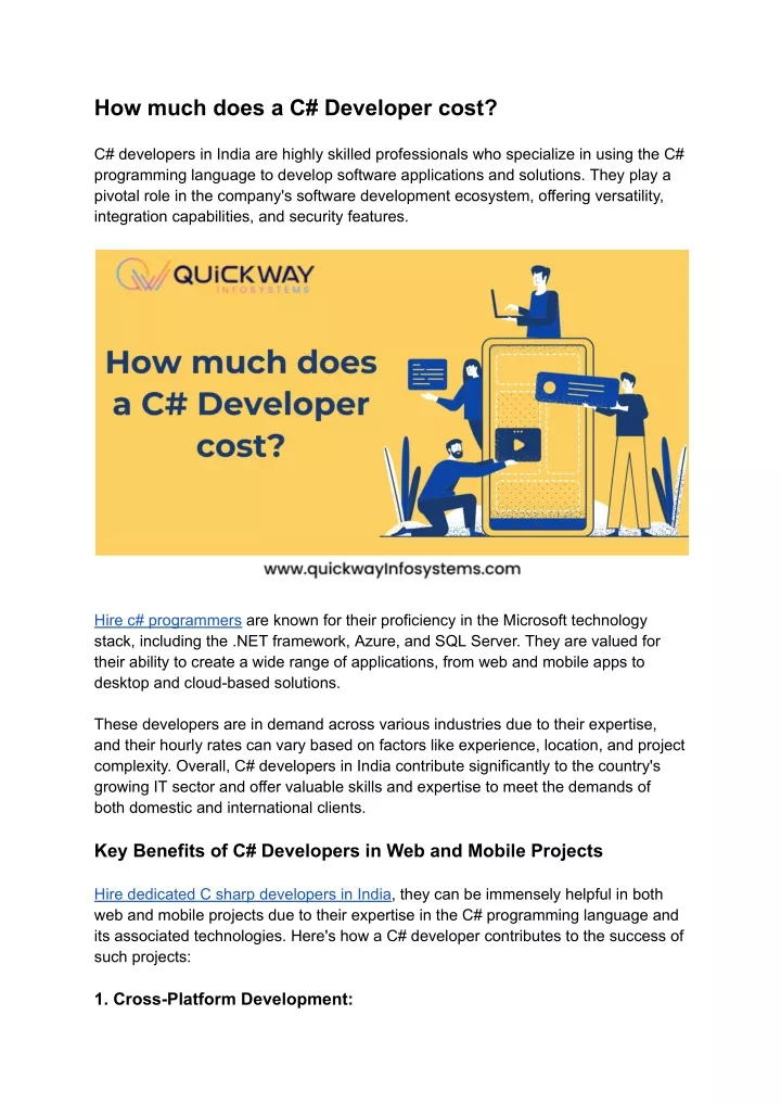 how much does a c developer cost