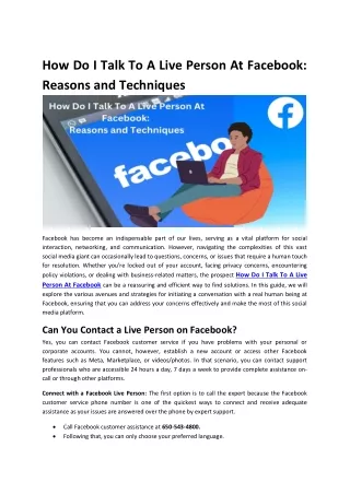 How Do I Talk To A Live Person At Facebook Reasons and Techniques