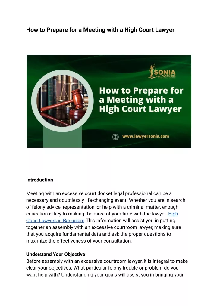 how to prepare for a meeting with a high court