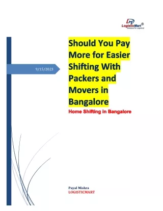 Should You Pay More for Easier Shifting With Packers and Movers in Bangalore