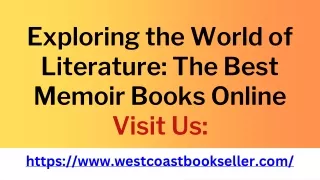 Exploring the World of Literature The Best Memoir Books Online