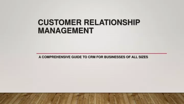 customer relationship management