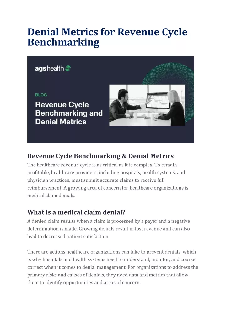 denial metrics for revenue cycle benchmarking
