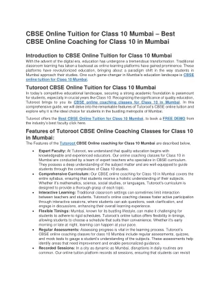 CBSE Online Tuition for Class 10 Mumbai – Best CBSE Online C1