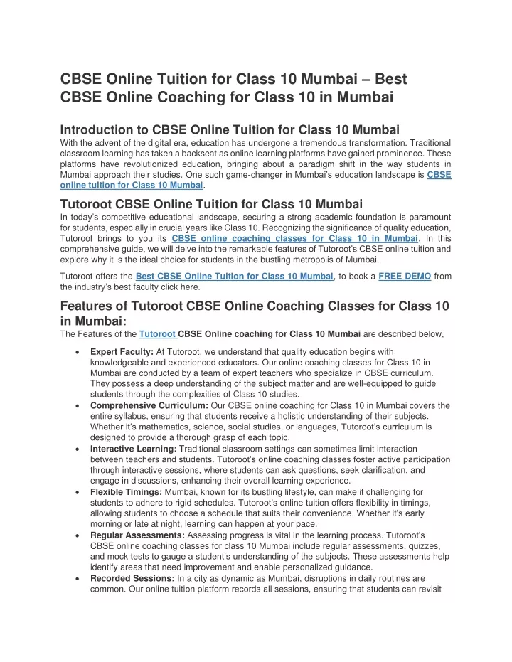 cbse online tuition for class 10 mumbai best cbse