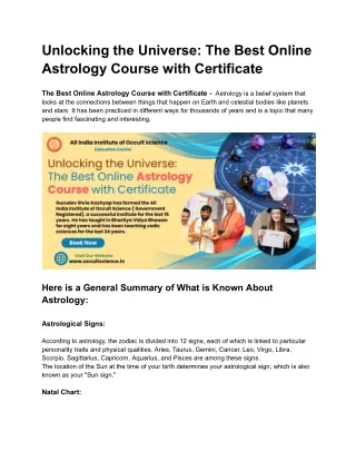 Unlocking the Universe_ The Best Online Astrology Course with Certificate