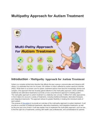 Multipathy Approach for Autism Treatment