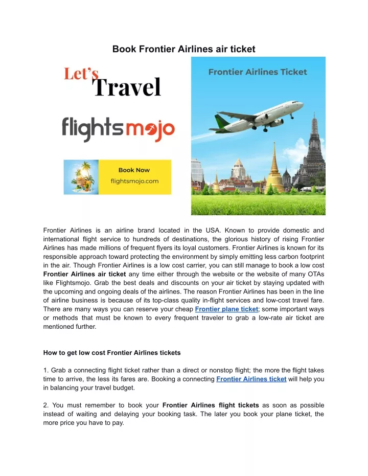 book frontier airlines air ticket