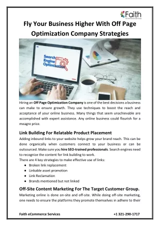 Fly Your Business Higher With Off Page Optimization Company Strategies