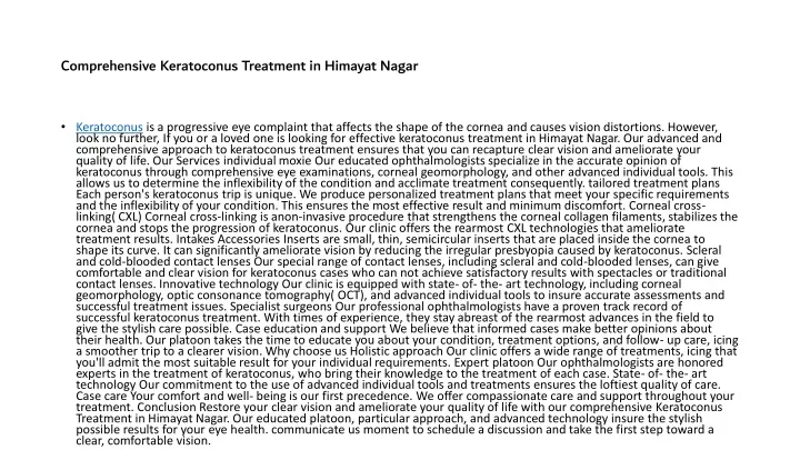 comprehensive keratoconus treatment in himayat