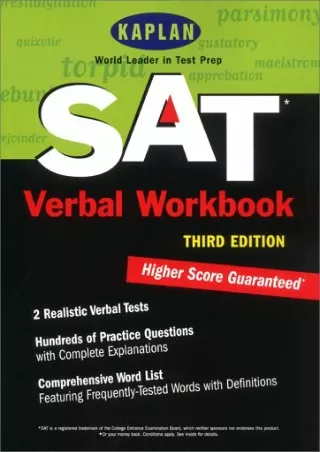 get [PDF] Download Kaplan SAT Verbal Workbook, Third Edition