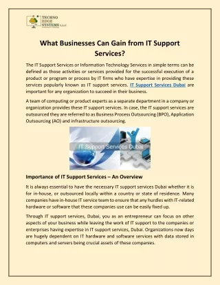 What Businesses Can Gain from IT Support Services?