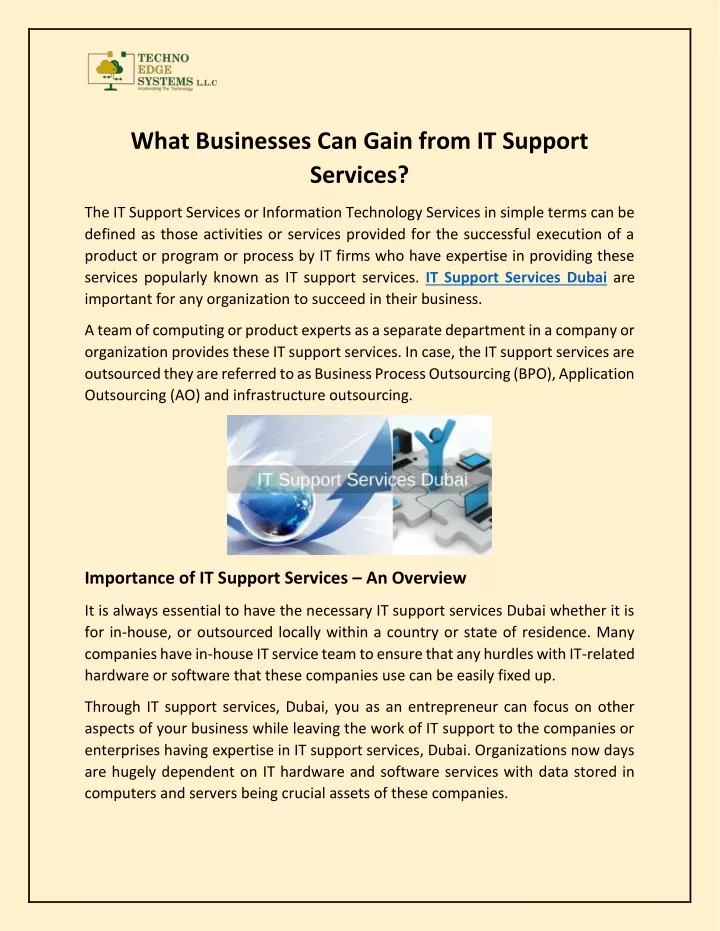 what businesses can gain from it support services