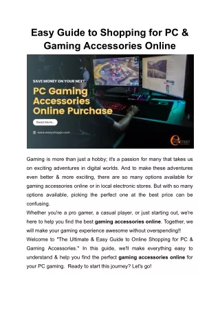 Tips for Shopping for the Best PC Gaming Accessories Online