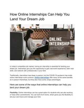 How Online Internships Can Help You Land Your Dream Job