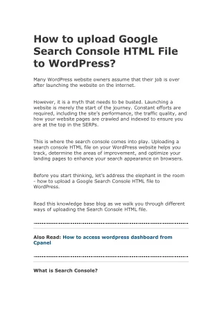 how to upload google search console html file