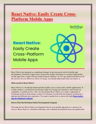 react native easily create cross platform mobile