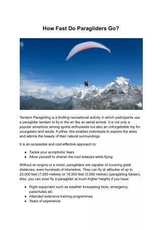 How Fast Do Paragliders Go