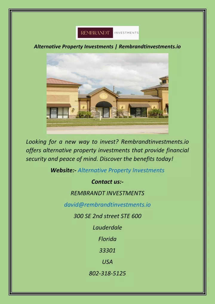 alternative property investments