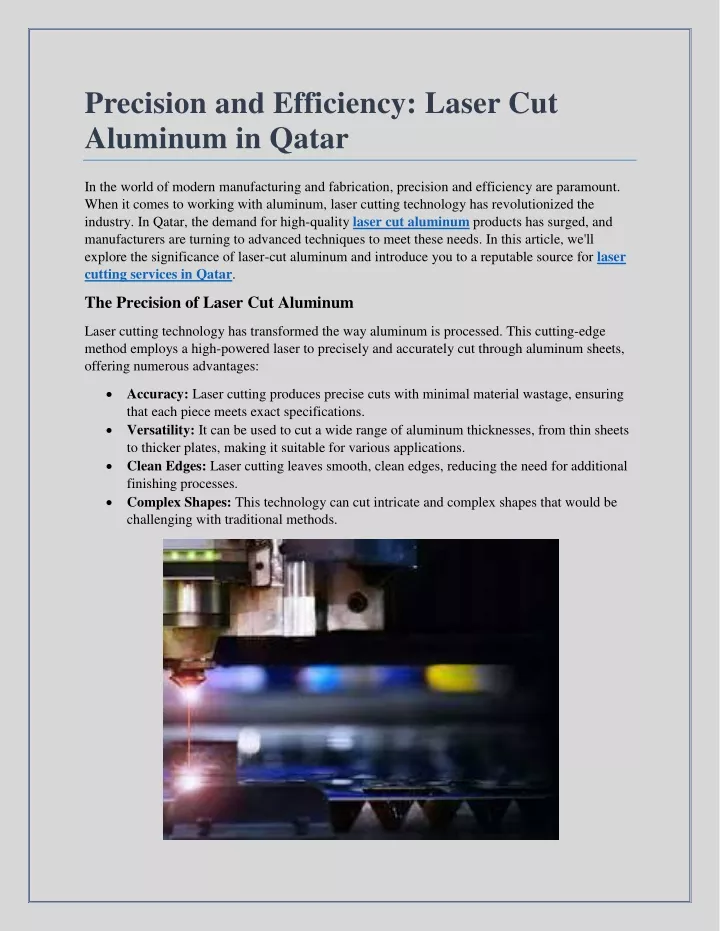 precision and efficiency laser cut aluminum