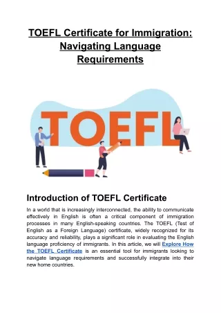 TOEFL Certificate for Immigration- Navigating Language Requirements