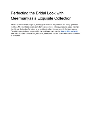 Perfecting the Bridal Look with Meermankaa Exquisite Collection