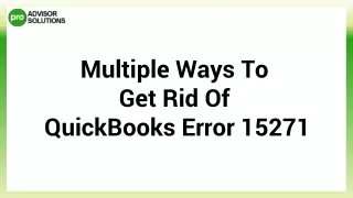 How To Quickly Eliminate QuickBooks Error 15271