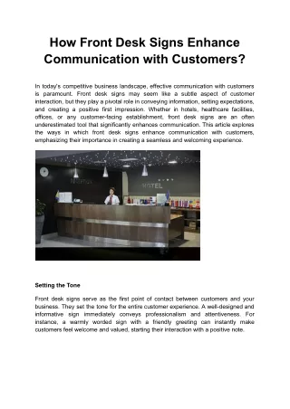 How Front Desk Signs Enhance Communication with Customers?